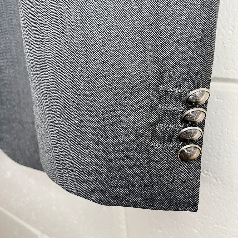 Hugo Boss Mens  Size 40L The Sweet87 Wool Metal Button Herringbone Blazer Jacket - Picture 7 of 16